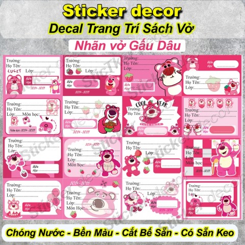 Nhãn vở gấu dâu